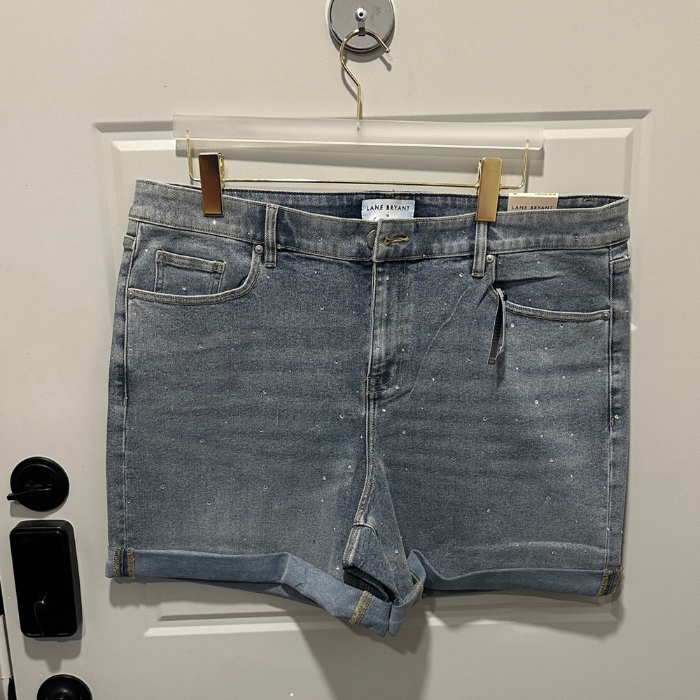Rhinestone Embellished Boyfriend Fit Jean Short - 5.5" Inseam